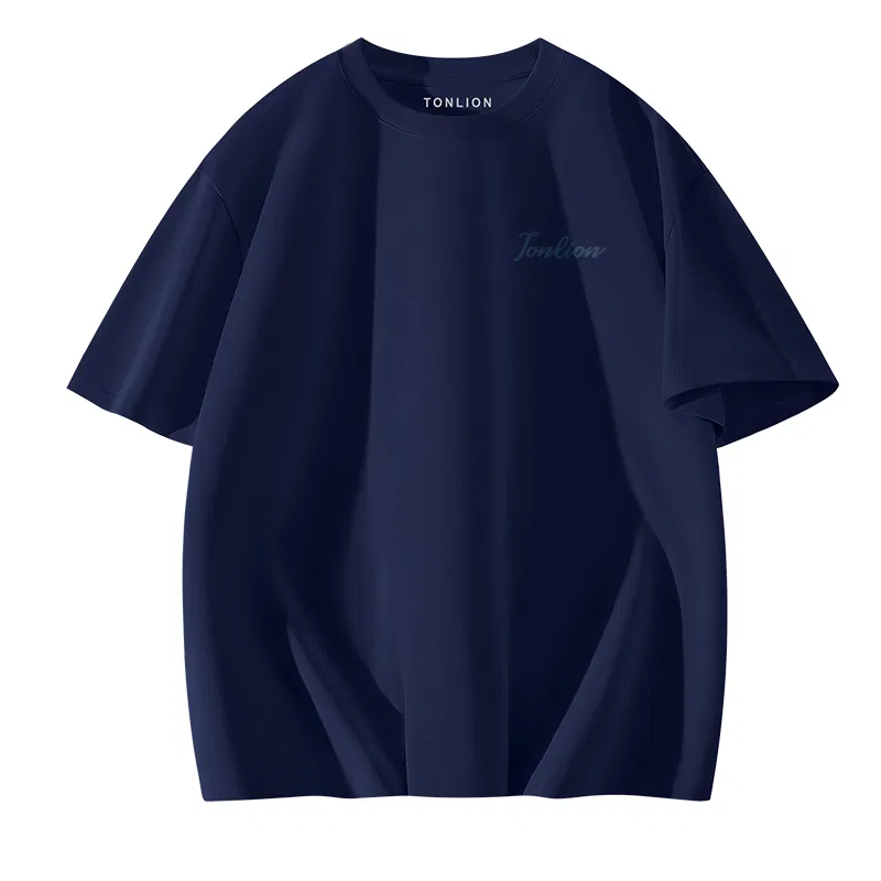 Детская футболка хлопковая с круглым вырезом Tonlion, Heather Navy