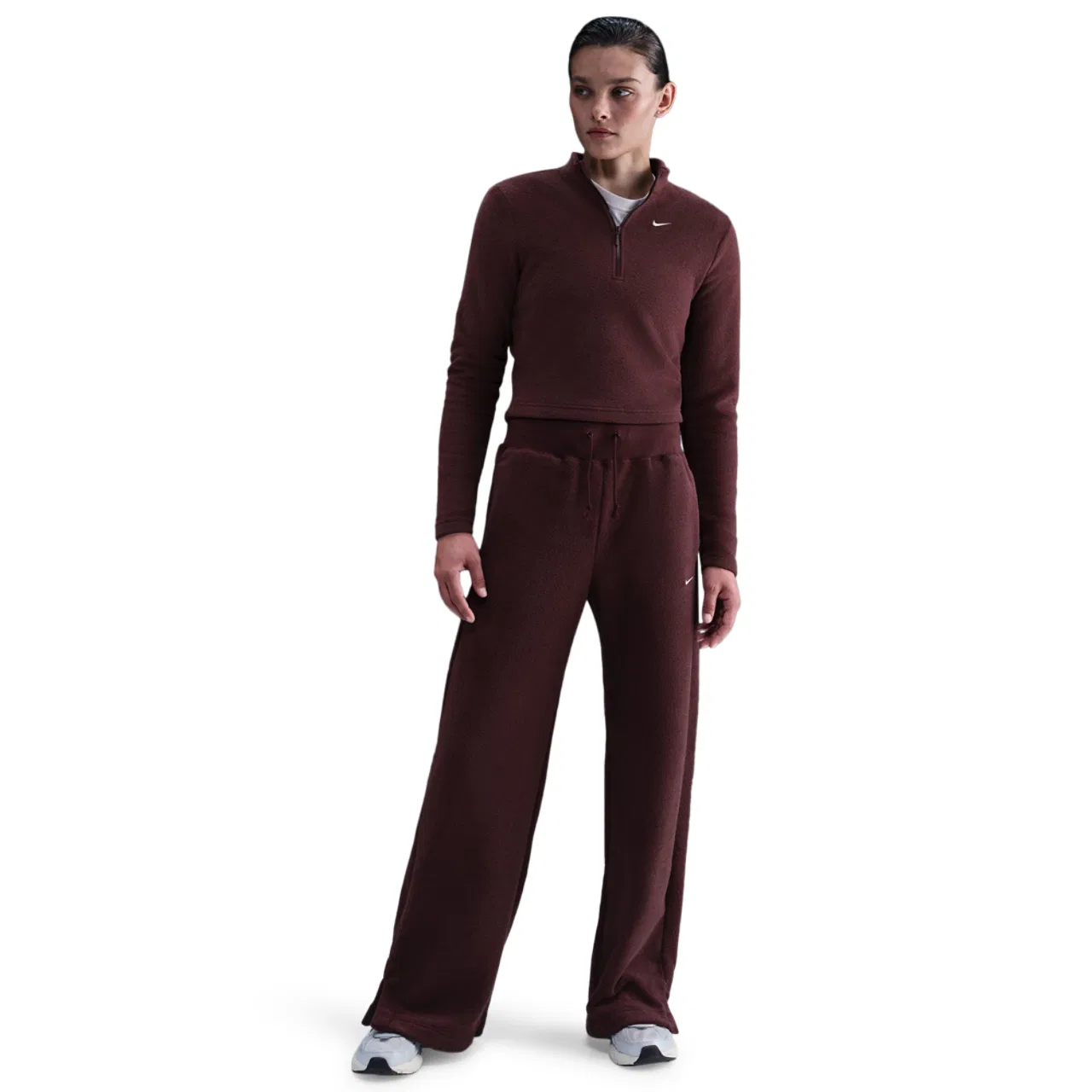 Женская футболка с длинным рукавом Phoenix Plush Nike, цвет Maroon/Maroon — фото 4