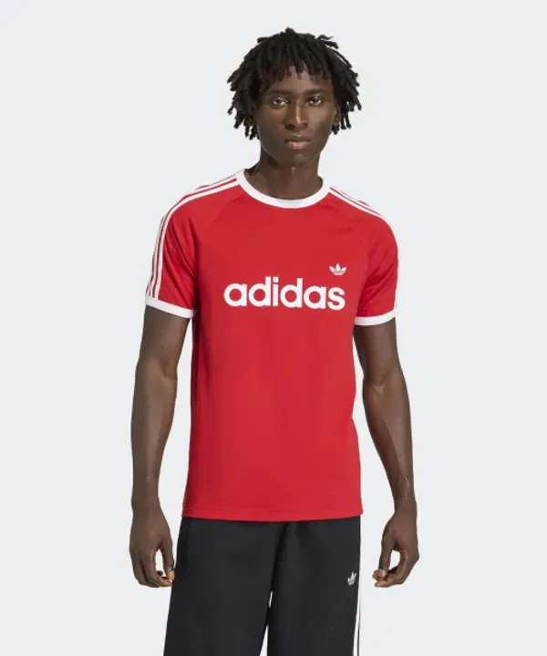 Футболка с 3 полосками, слим, Adidas, красный