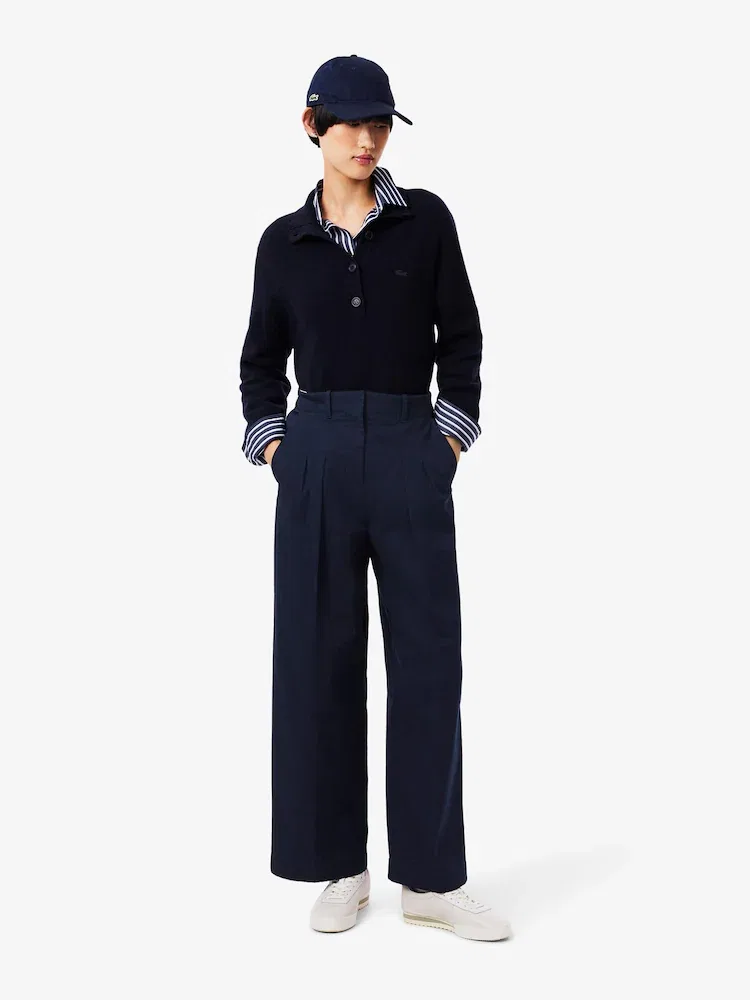 Брюки чинос LACOSTE White, широкие, классические