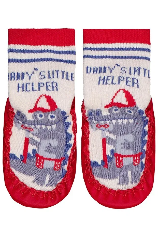 Детские носки для мальчиков с принтом Dinosaur baby boys towel socks Civil Baby, Red