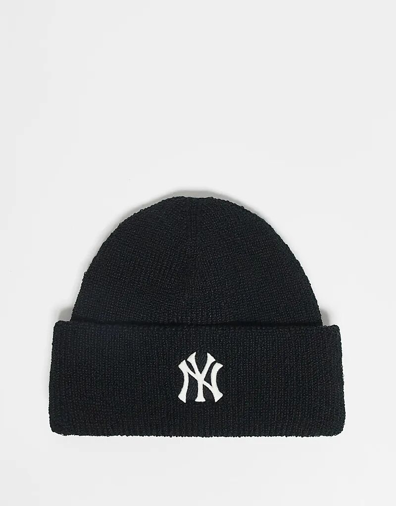 

47 Brand NY Yankees вязаная шапочка с ребристыми манжетами черного цвета