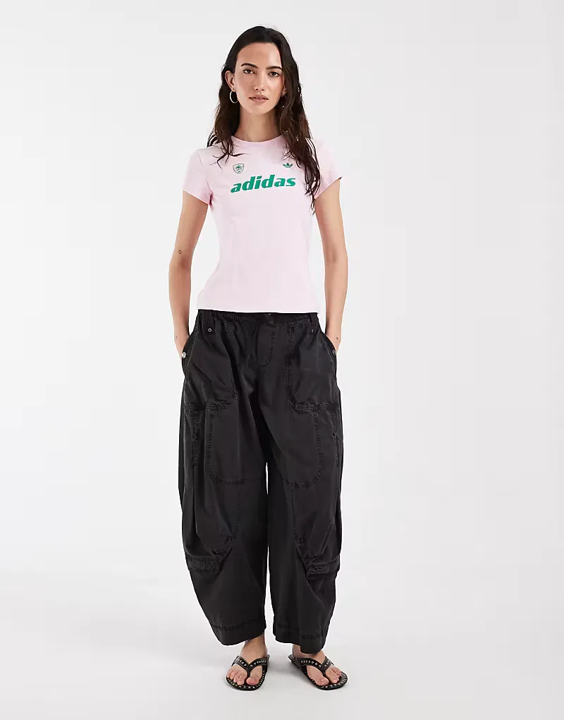 Футболка baby с логотипом Adidas Originals, розовый/зеленый — фото 2