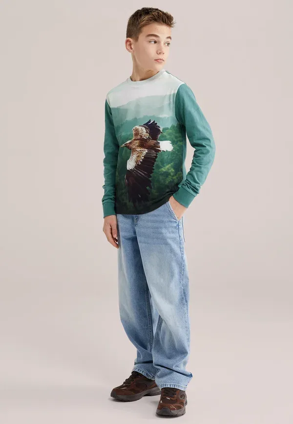 Топ с длинными рукавами We Fashion, зеленый