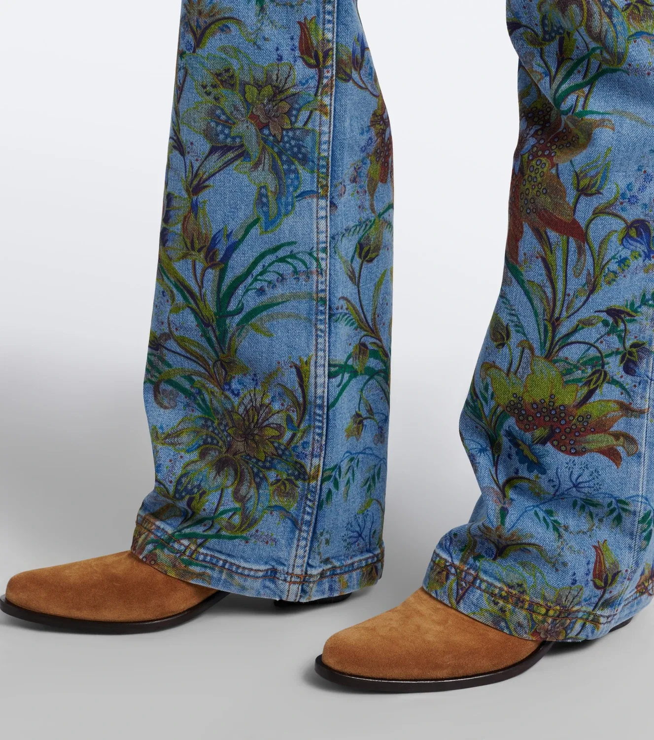 Джинсы клеш с цветочным принтом Etro, синий — фото 4