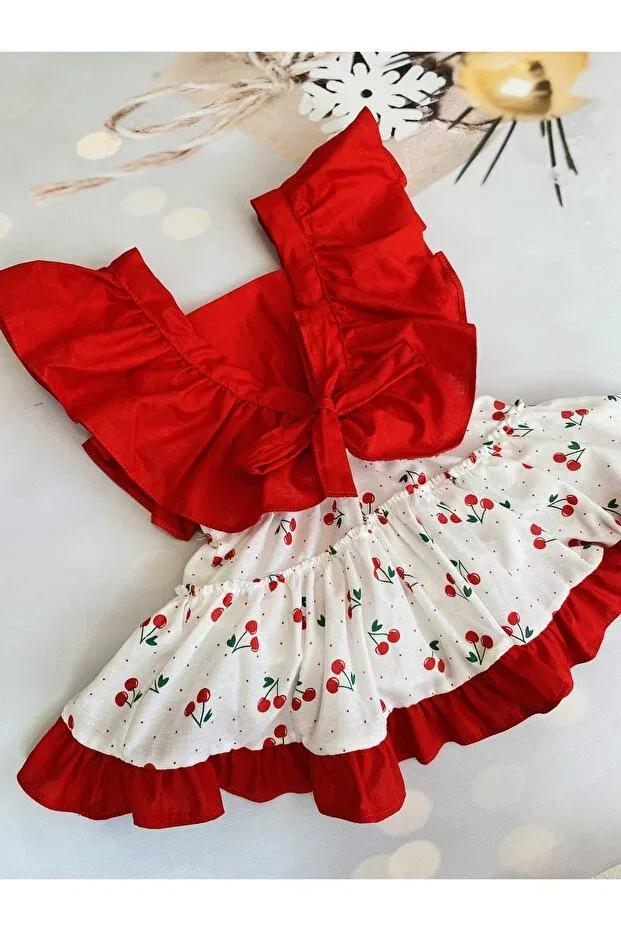 Детский комбинезон для девочек с принтом Mini Kids Baby, Red — фото 3