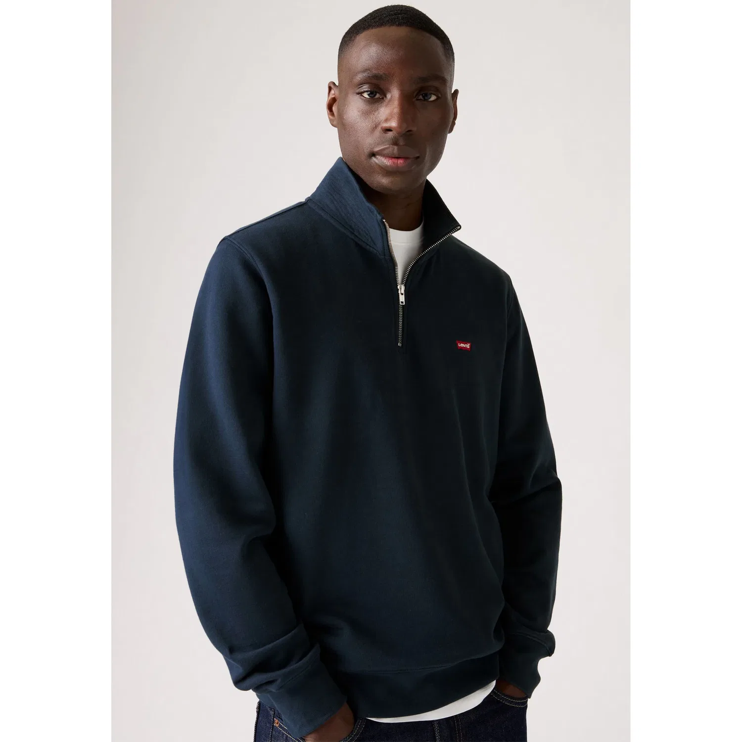 Мужской худи с воротником-стойкой и логотипом Levi's, Navy Blazer — фото 2