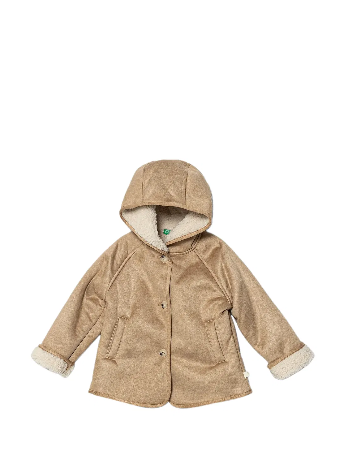Куртка с эффектом овчины и капюшоном Benetton, нейтральные