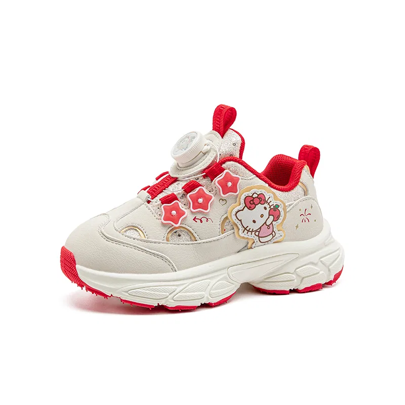Детские кроссовки из экокожи Pink Beige Button Style Sanrio — фото 4