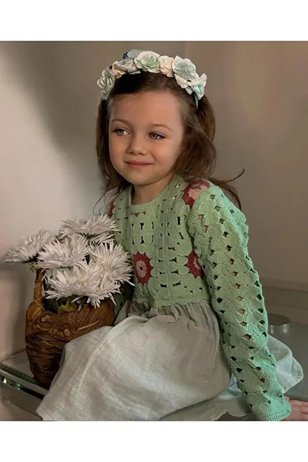 Детское платье для девочек с принтом Muslin strain detailed dress Alpids, Green