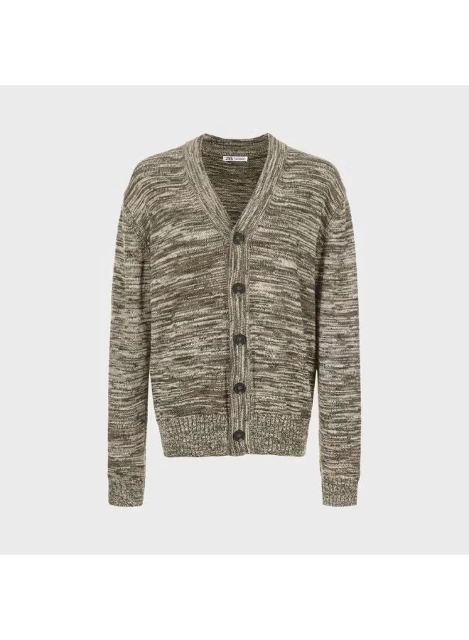 Кардиган свободный с длинным рукавом Zara, серо-коричневый — фото 2