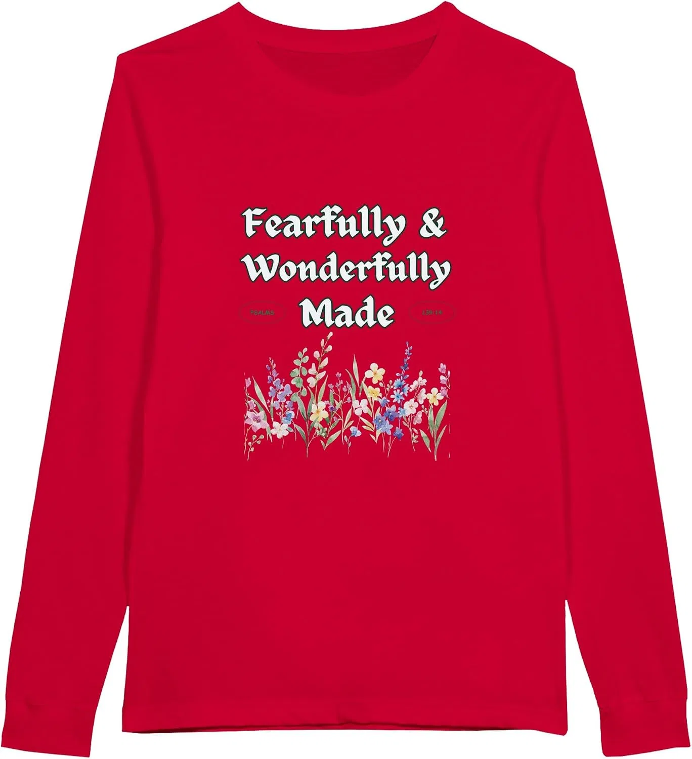 Унисекс длинный рукав футболка Fearfully & Wonderfully Made, Red