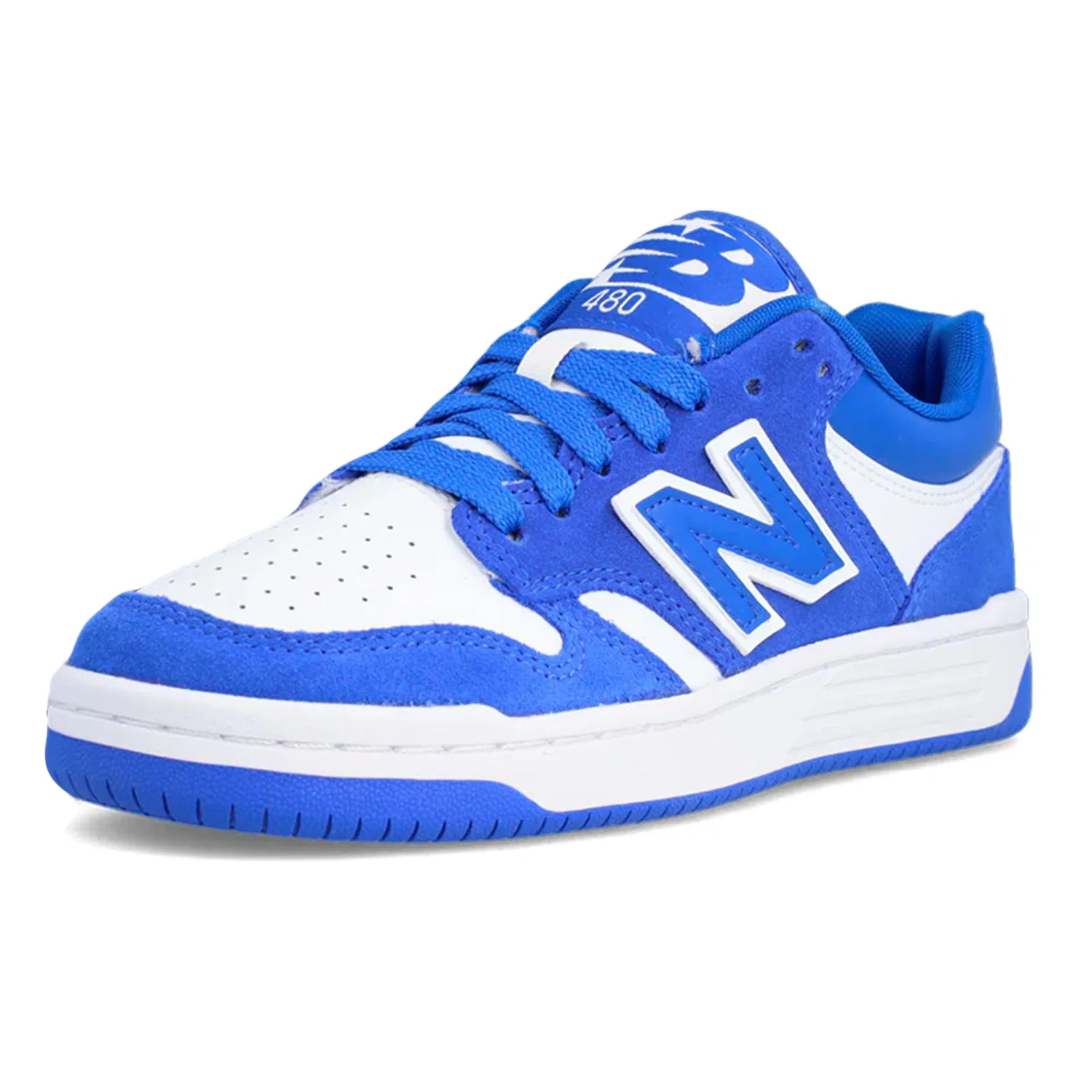 Детские кроссовки для мальчиков кожаные 480 V1 Lace-up New Balance, Blue White