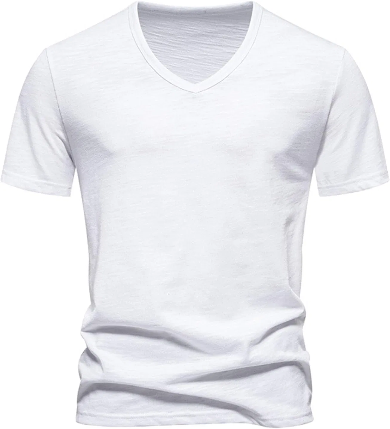Мужская классическая футболка с V-образным вырезом Slim Fit, White