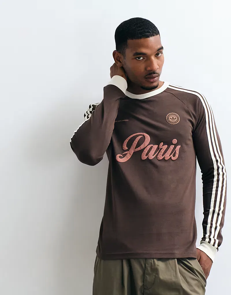 Футболка Adidas Originals Paris с логотипом, коричневый — фото 4