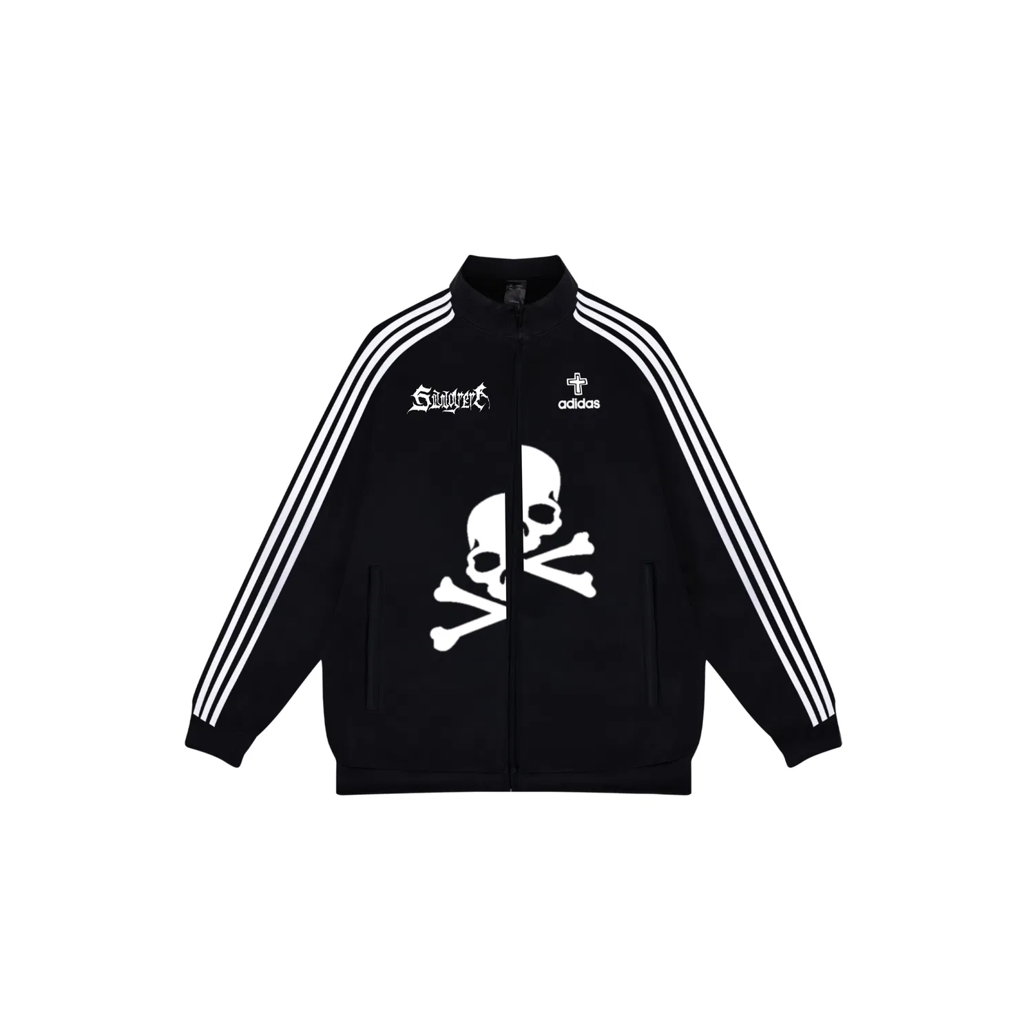 Унисекс куртка с высоким воротником, свободного кроя, ESSENTIALS, Adidas, черный Скелет