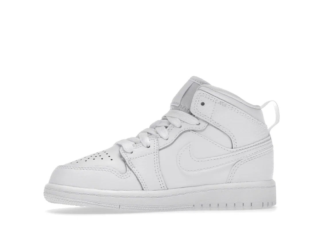 Детские кроссовки для мальчиков белые Jordan 1 Mid Jordan, White White White — фото 3