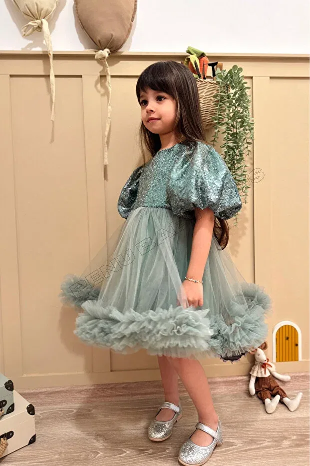 Детское платье для девочек с пайетками Penu Baby Kids, Green