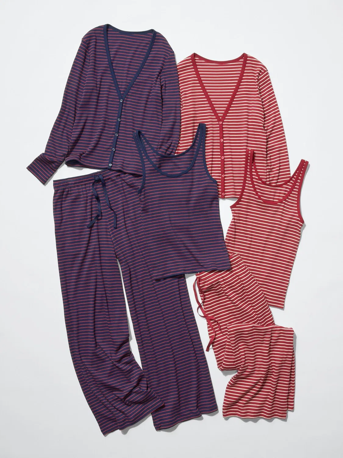 Брюки Uniqlo, широкие, полосатые красные — фото 2
