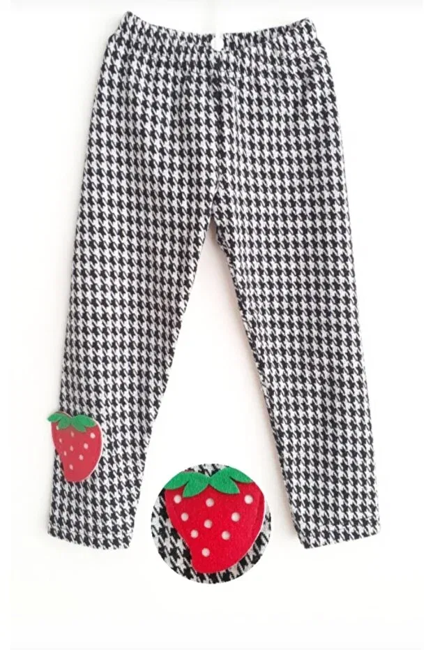 Детские леггинсы для девочек с принтом Strawberry detailed sweater patterned Generic Brands, Black-White
