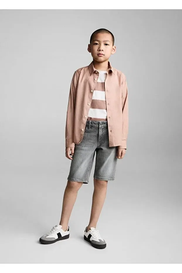 Детская рубашка для мальчиков хлопковая Mango Kids, Skin Color — фото 2