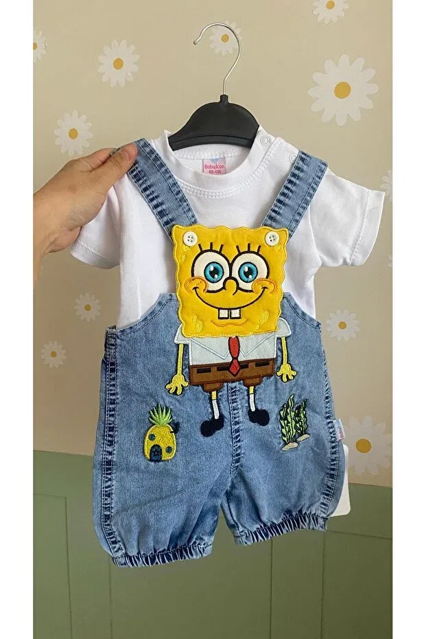 Детский джинсовый комбинезон с принтом Sponge Bob Bebexo Kids, Blue — фото 2