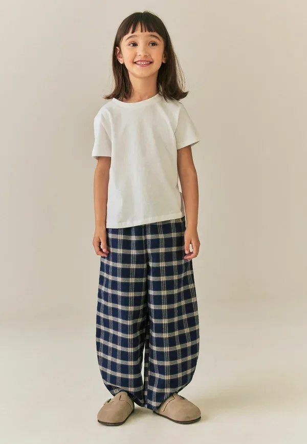 Брюки фланелевые Regular fit - pullon barrel trousers Next, темно-синий check