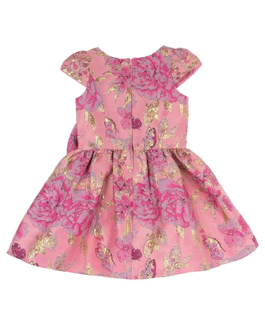 Платье из парчи с кап-рукавом, принт, модель Drop Waist Rare Editions, Pink — фото 2