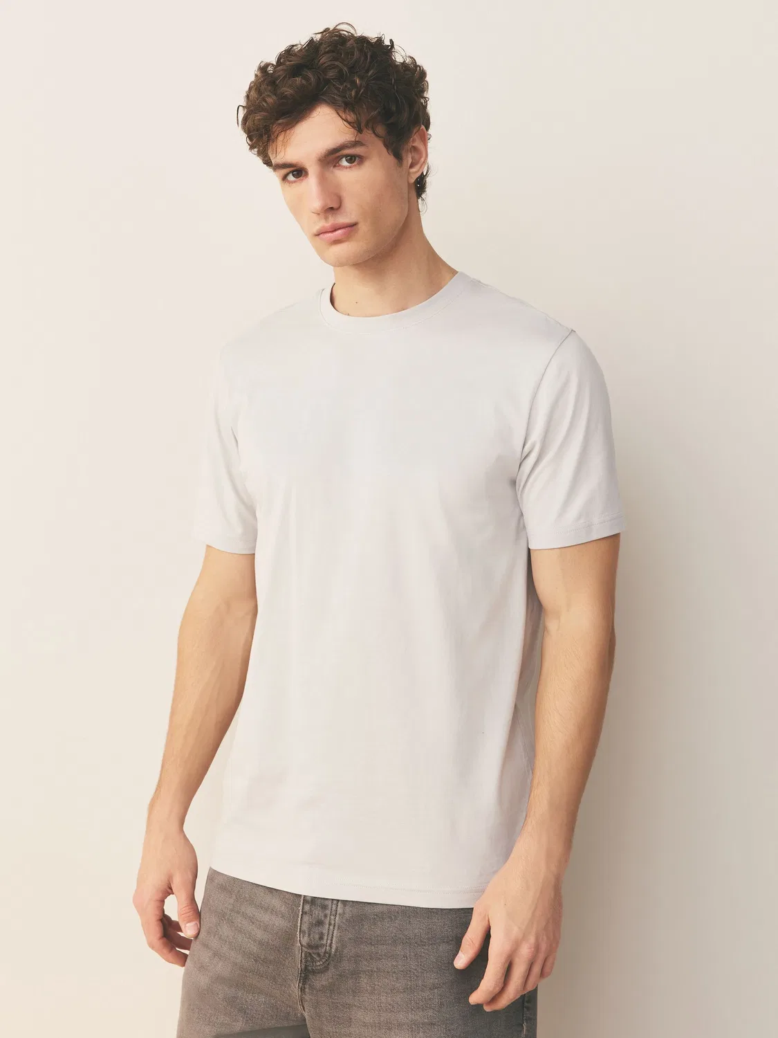 Футболка с круглым вырезом, slim fit, Essential Next, светло-серый