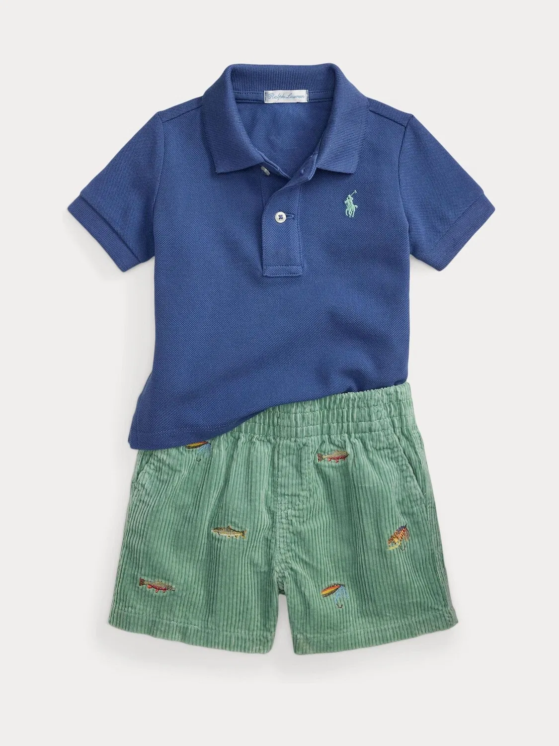 Комплект из поло и шорт, сетка и вельвет Polo Ralph Lauren, Синий