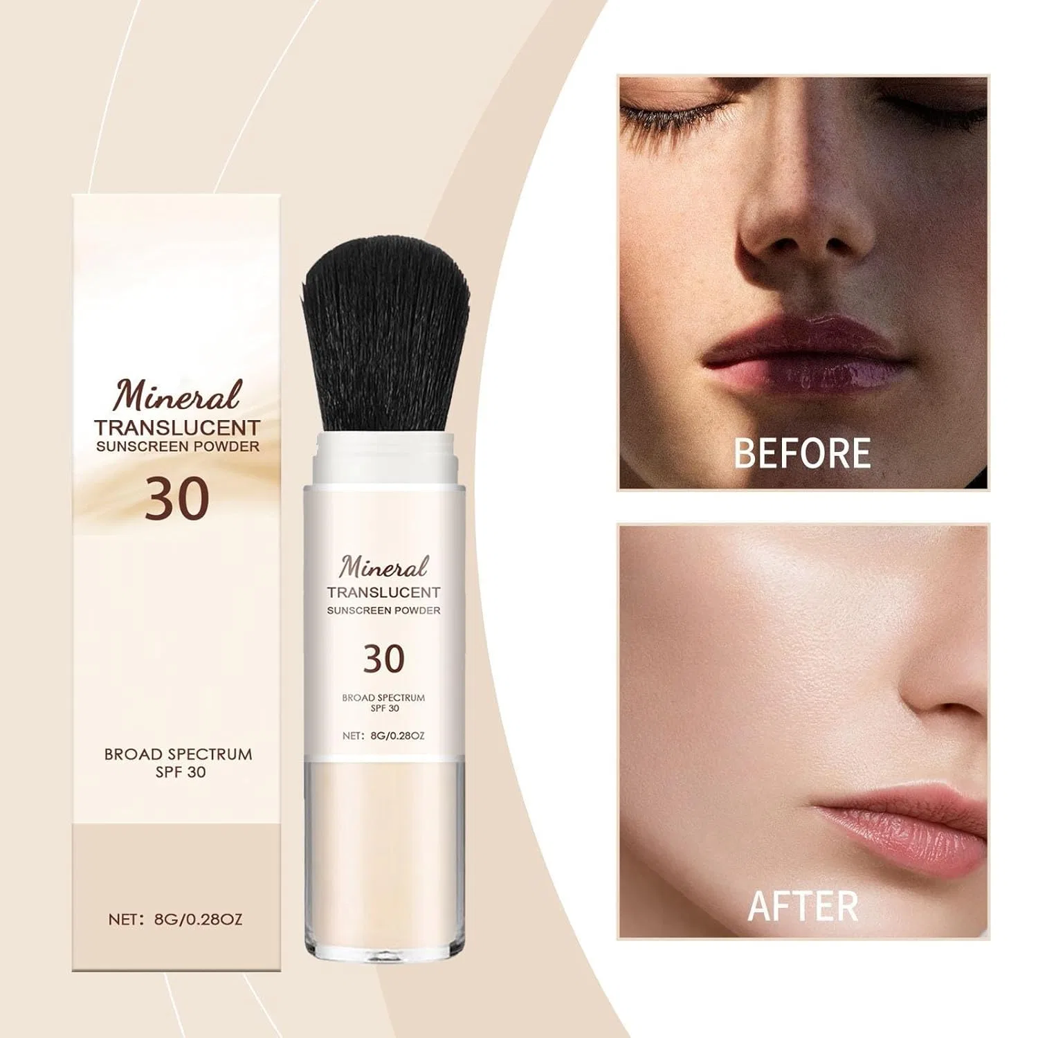 Минеральная солнцезащитная пудра SPF 30, BAInuai, 8g — фото 2