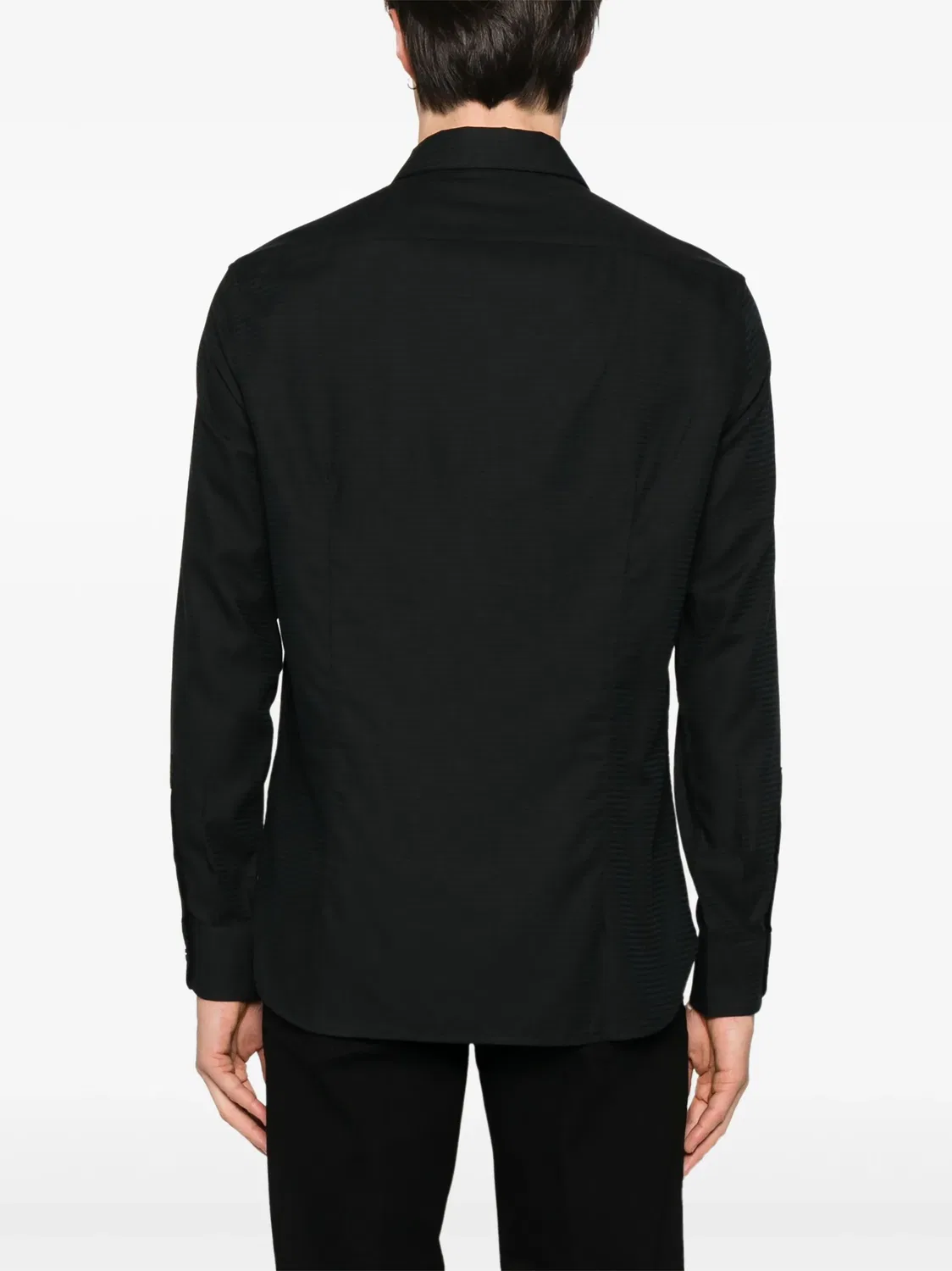Emporio Armani Рубашка из чистого хлопка черного цвета — фото 4