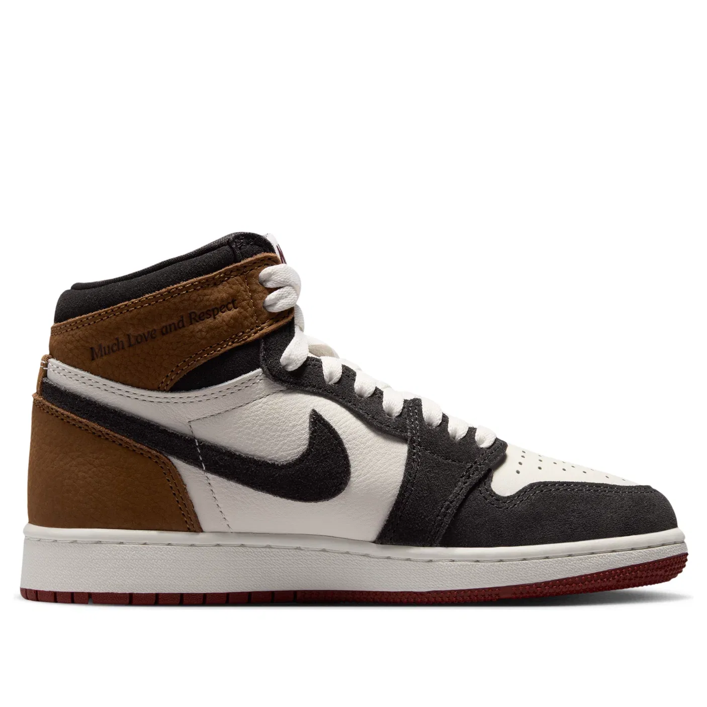 Детские кроссовки высокие с кожаным верхом Air Jordan 1 High OG Love Letter, коричневый — фото 2