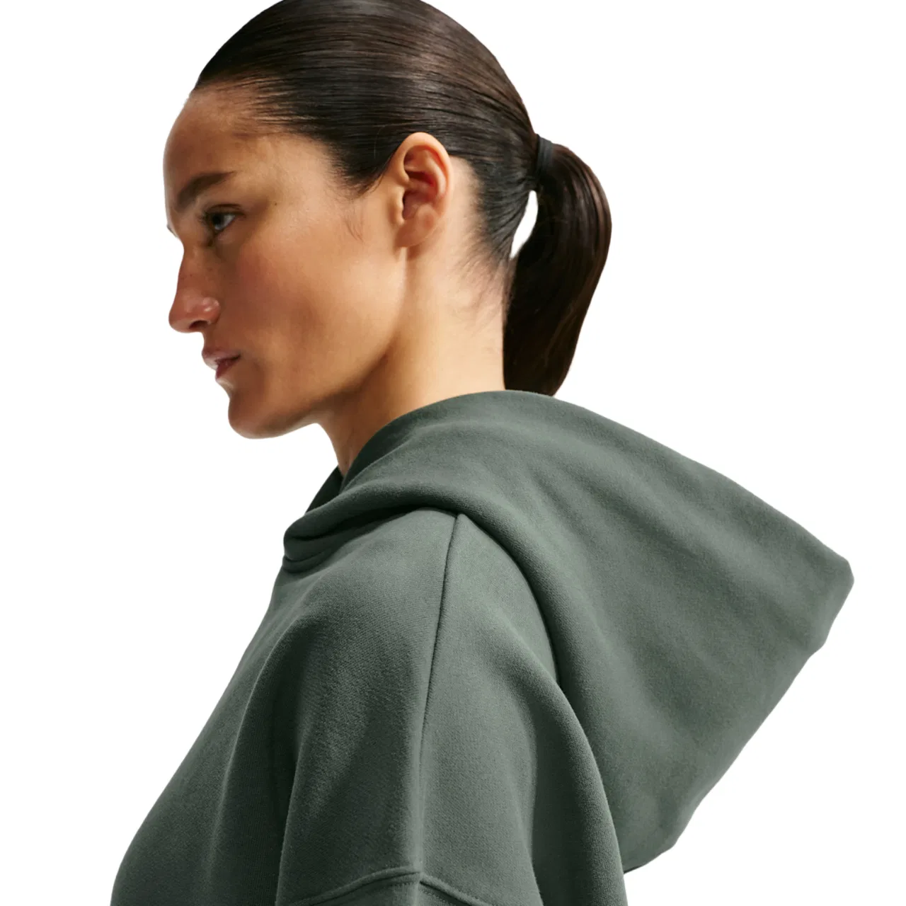 Женское худи оверсайз Studio Fleece Nike, Sail/Camo Green — фото 3