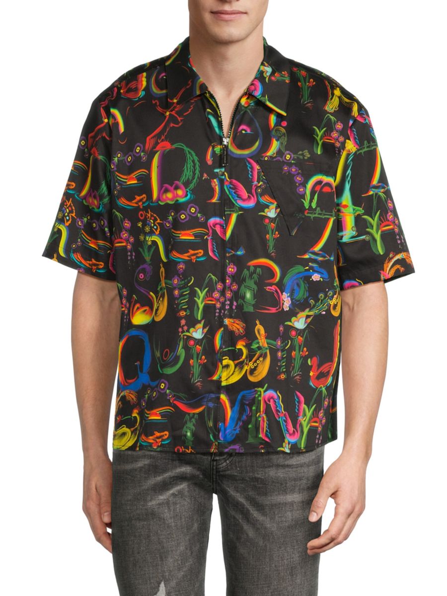 

Хлопковая рубашка с алфавитным принтом Opening Ceremony, черный