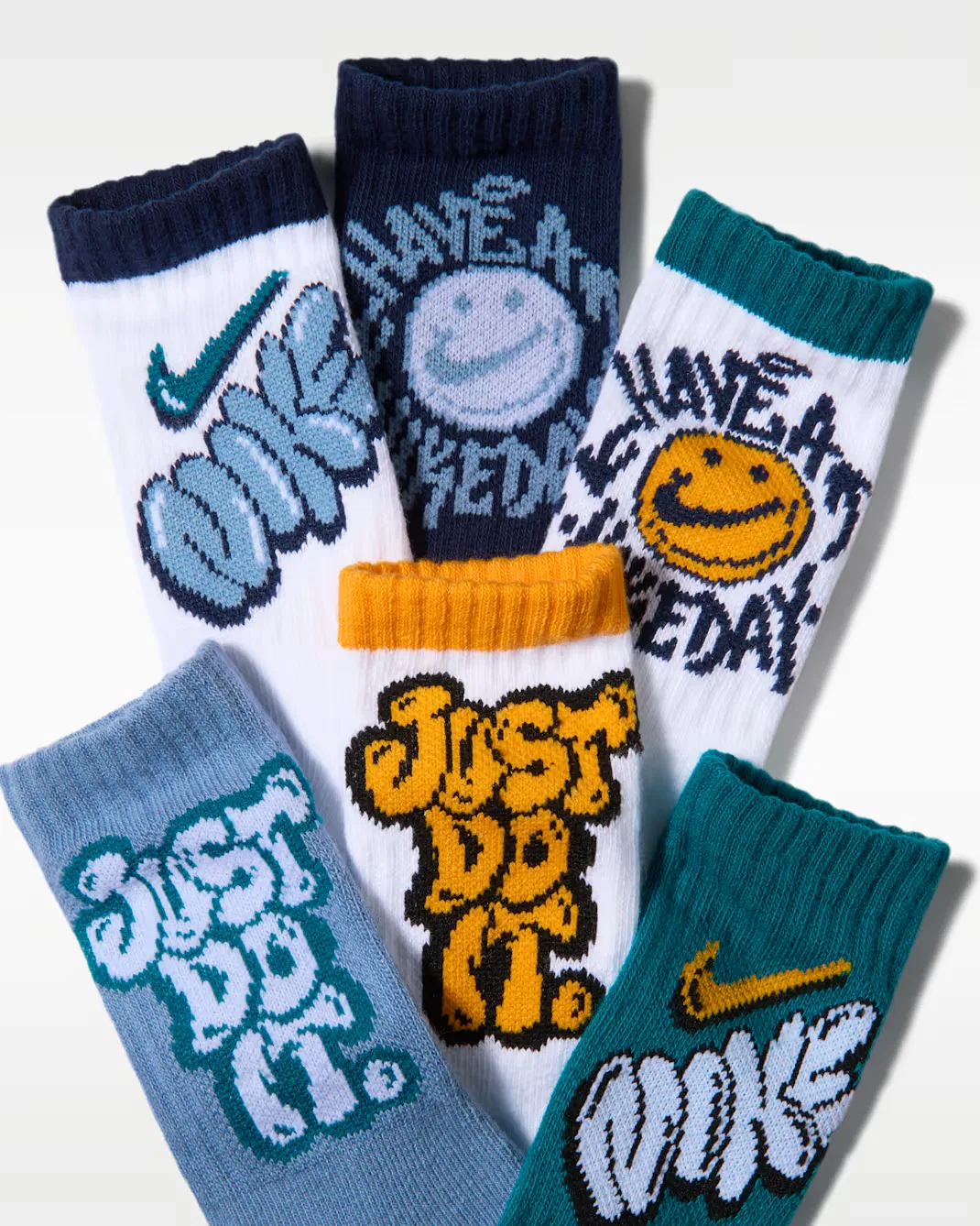 Детские носки Dri-FIT с графическим принтом "Have a Nike Day" (6 пар) Nike, White — фото 2