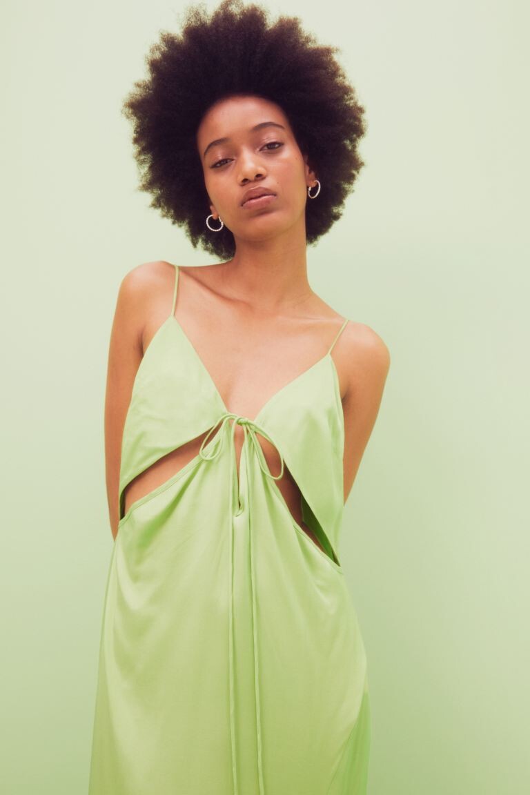 

Платье с V-образным вырезом и вырезом H&M, лайм