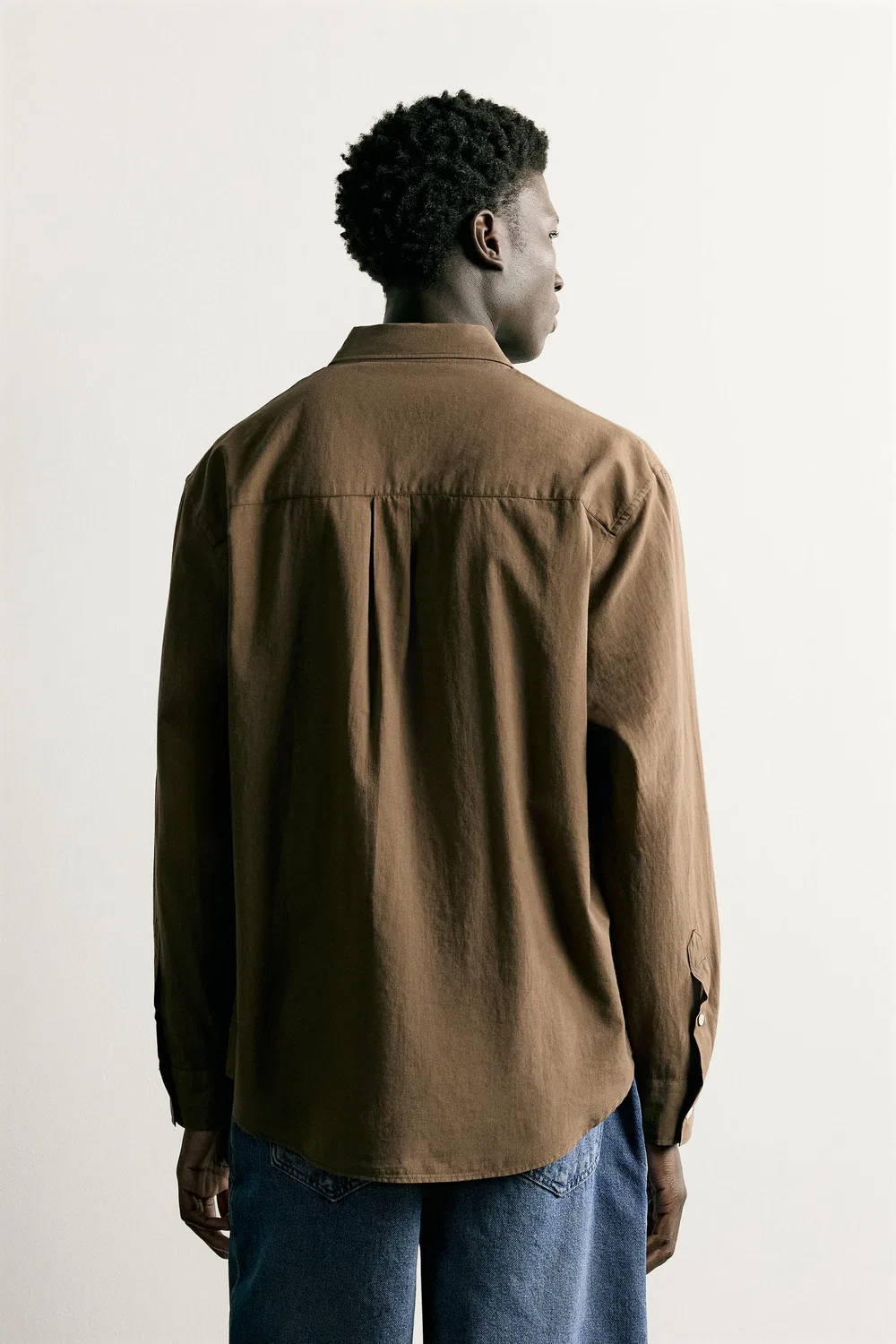 Рубашка из хлопкового вуаля ZARA, Brown — фото 3