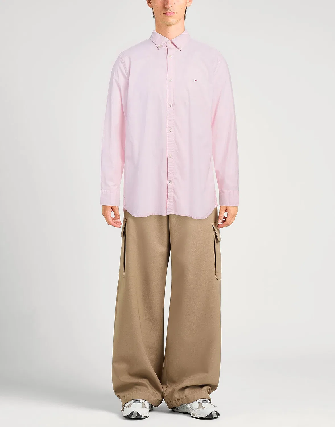 Мужская приталенная рубашка с вышитым логотипом Tommy Hilfiger, Light Pink — фото 2