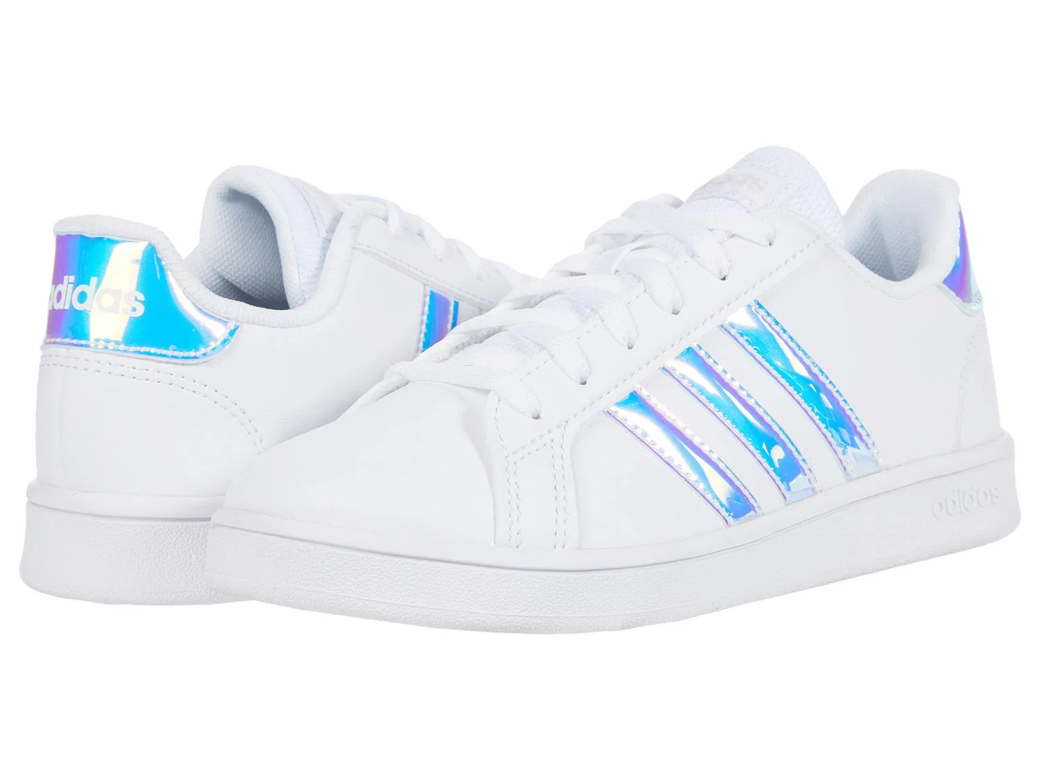 Детские кроссовки для мальчиков на шнуровке Grand Court K Adidas, White Grey Matt — фото 2