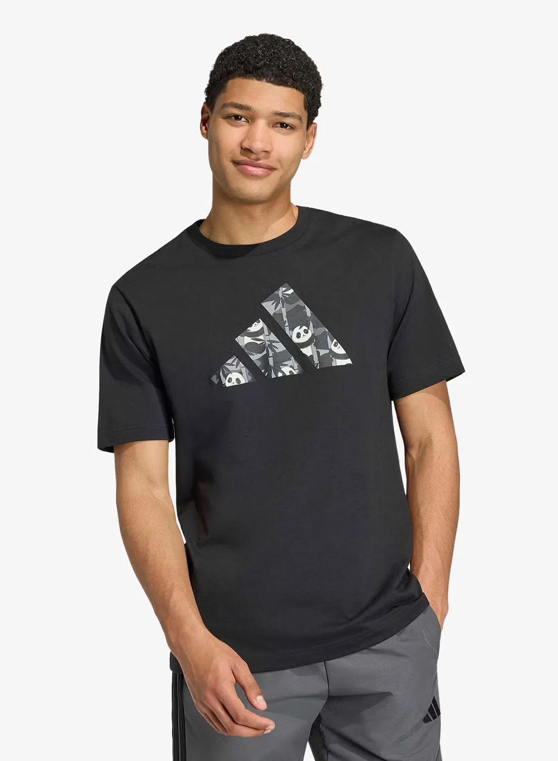 Футболка с принтом Panda chill camo graphic, Adidas, черный