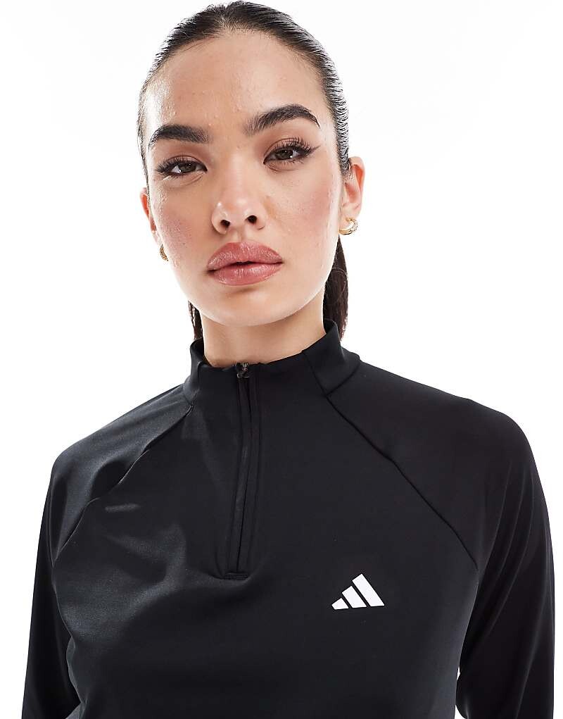 Черный топ на молнии 1/4 adidas Training Train Essentials — фото 2