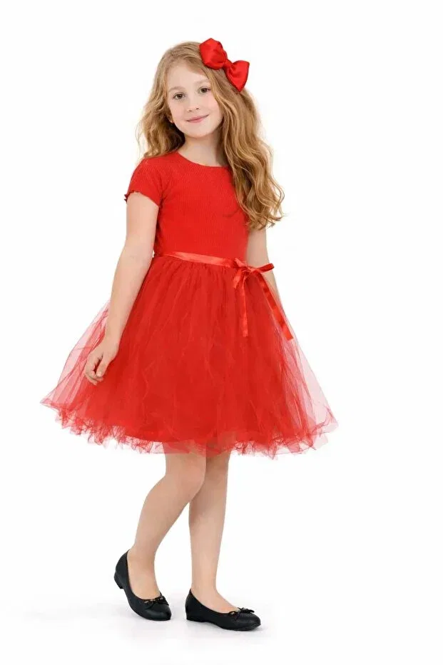 Детское платье для девочек с коротким рукавом Neocotton, Red — фото 3