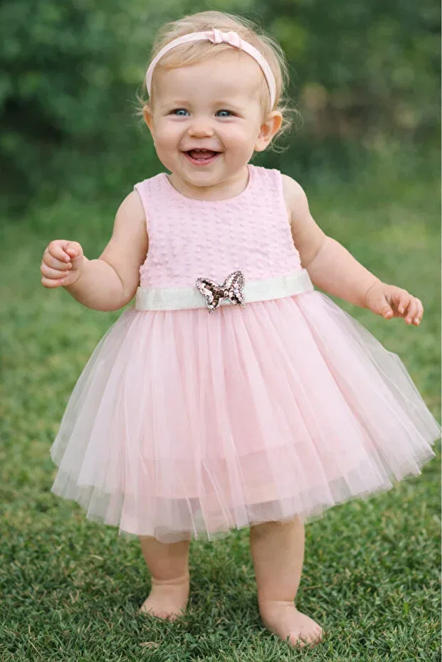 Детское платье для девочек с пайетками Sequin heart lined tulle skirt dress Eymirgiyim, Pink