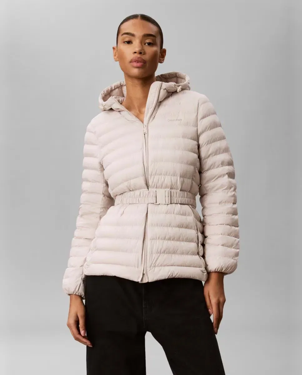 Женский короткий пуховик с поясом Calvin Klein, Blanco