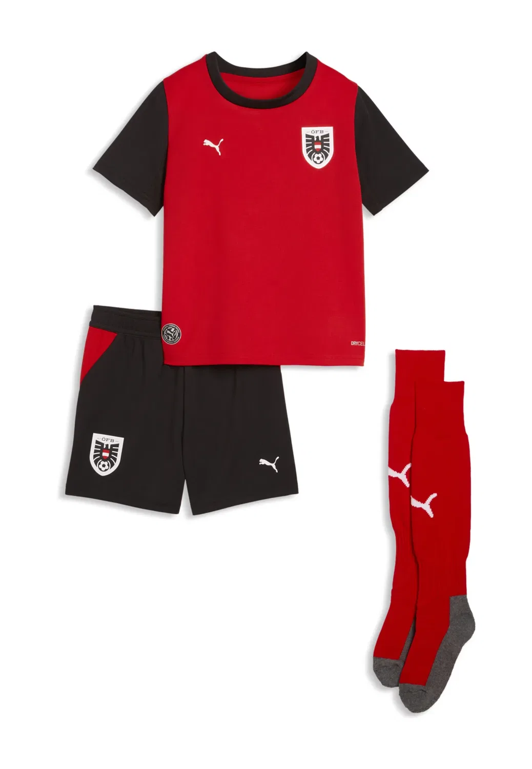 Комплект мини-кит Österreich 2026 heimtrikot - спортивная футболка Puma, Red- Black