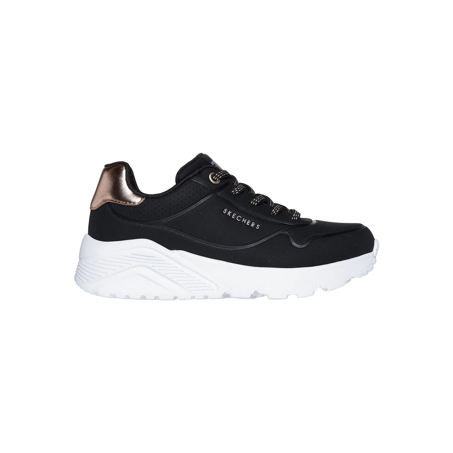 Детские кроссовки с эластичной шнуровкой Skechers Uno Lite Metallic Mode, Schwarz — фото 2