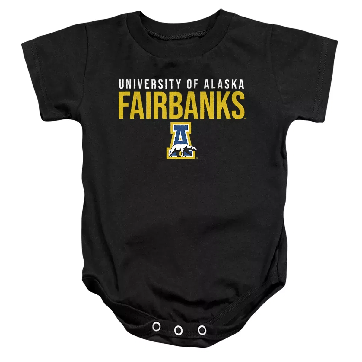 Детский боди-комбинезон на кнопках с коротким рукавом University Of Alaska, Fairbanks Stacked Infant Snap Suit NCAA, Black