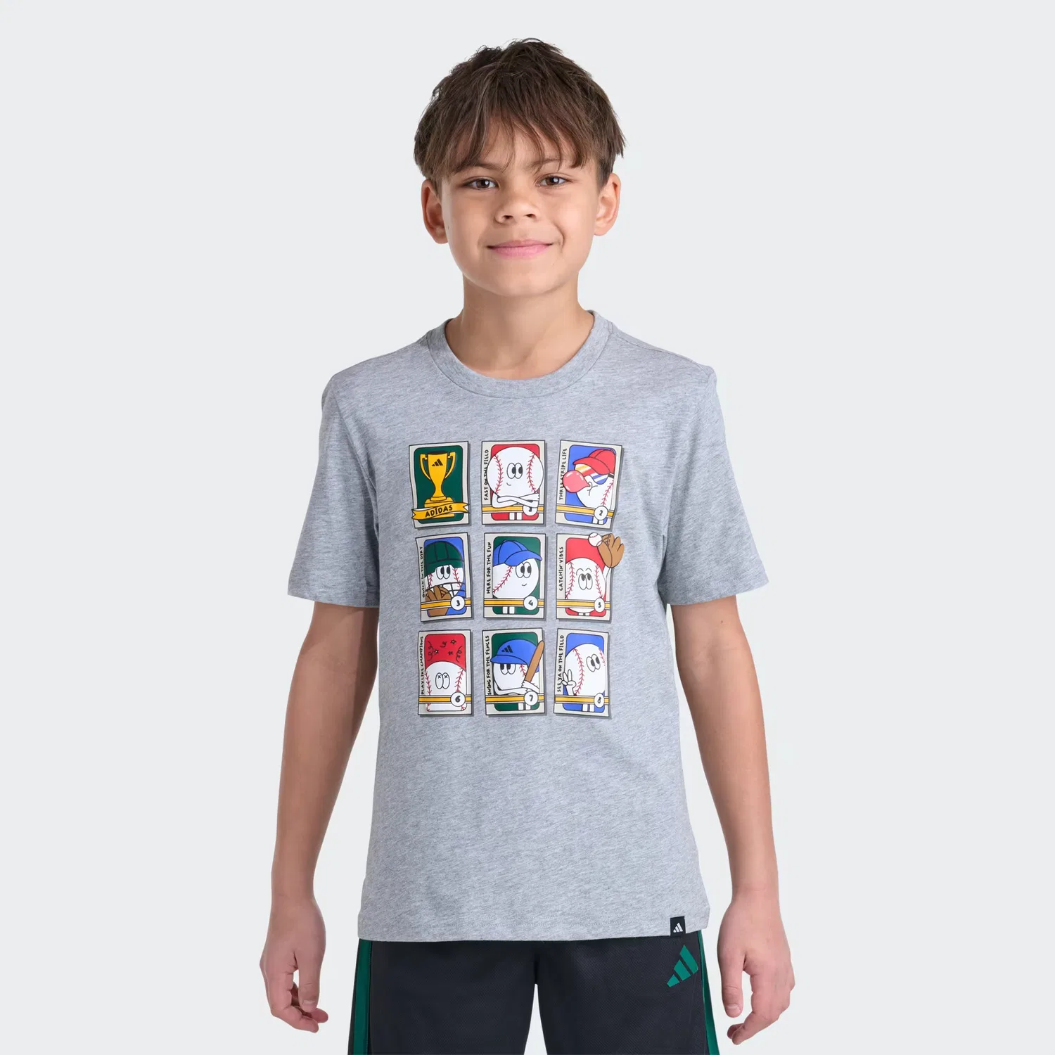 Детская футболка с коротким рукавом Stunner Baseball Card Heather Tee Adidas Sportswear, серый меланж