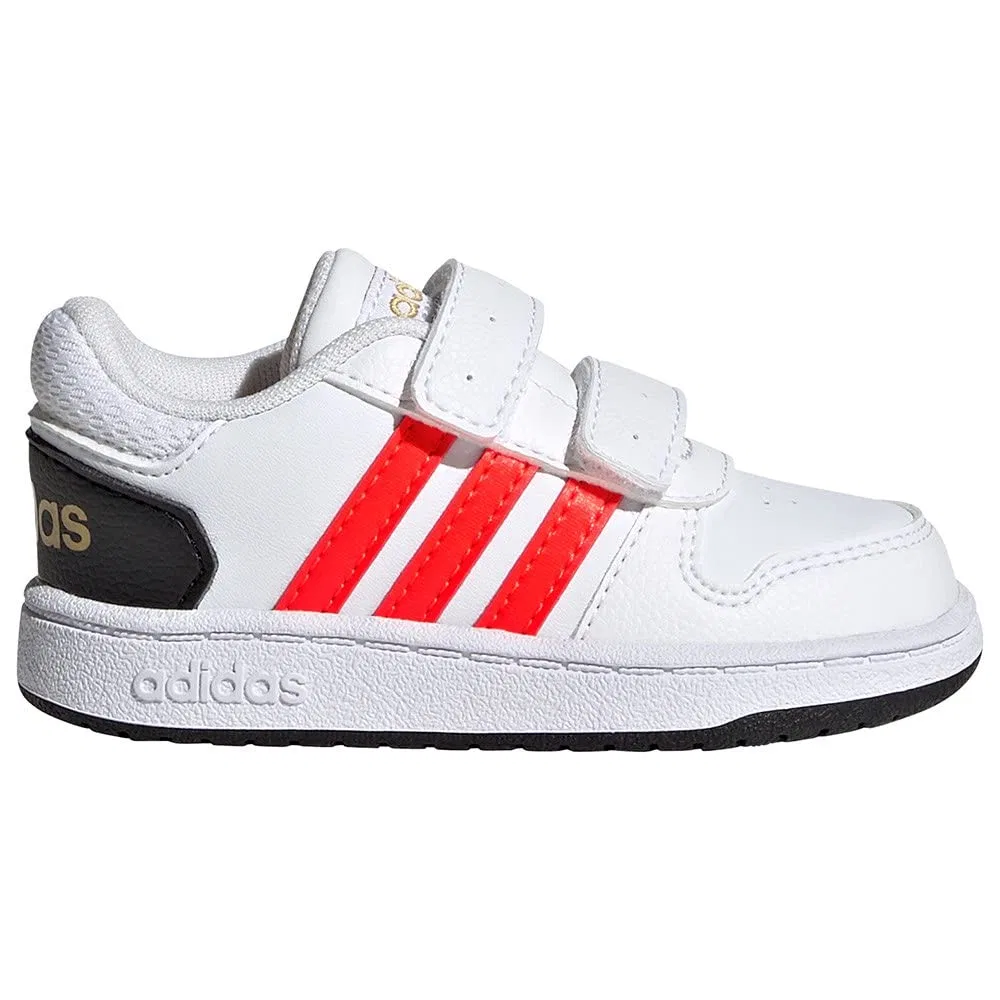 Детские кроссовки для мальчиков с высокой посадкой Hoops 2.0 Cmf I Adidas, White Red Solar Black — фото 2